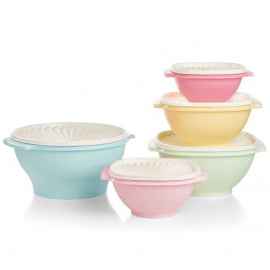 Refrigerator Storage Tupperware Vintage Servalier 5-pc. Bowl Set Light Yellow / Mint / Turquoise | AQDNS-7314